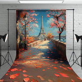 Lofaris Fallen Leaves Eiffel Tower Natural Sweep Backdrop
